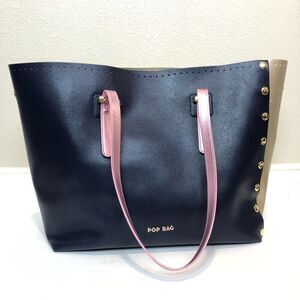 Pop Bag Italian Smooth Leather Saffiano Tote Bag with Interchangeable Faces